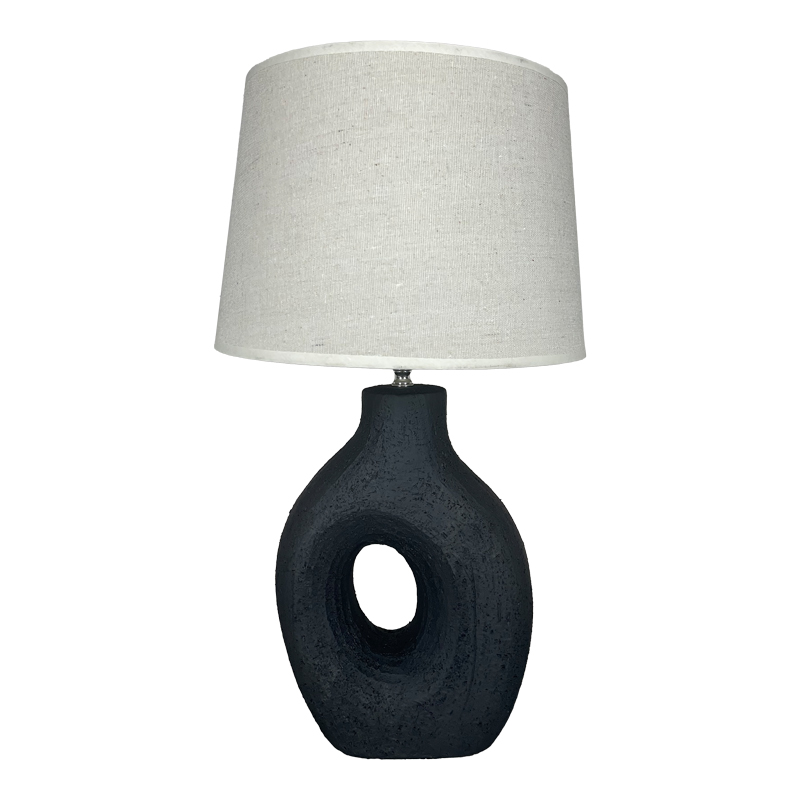 Llamba tavoline qeramike Ovola Inart E27 në nuancë të zezë-bezhë D30x52cm