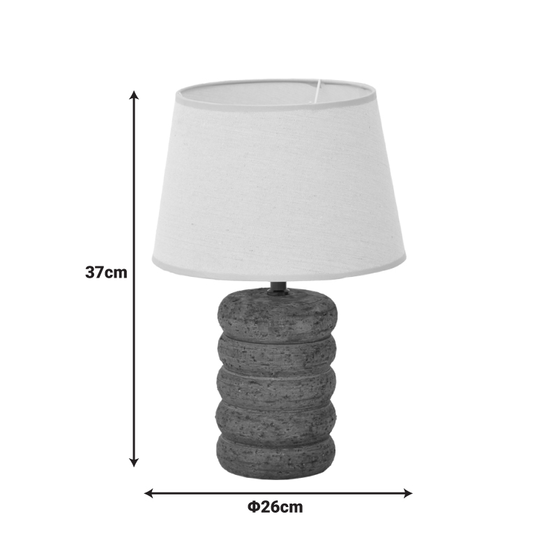 Llambë tavoline qeramike Graike Inart E27 në nuancë të zezë-bezhë D26x37cm