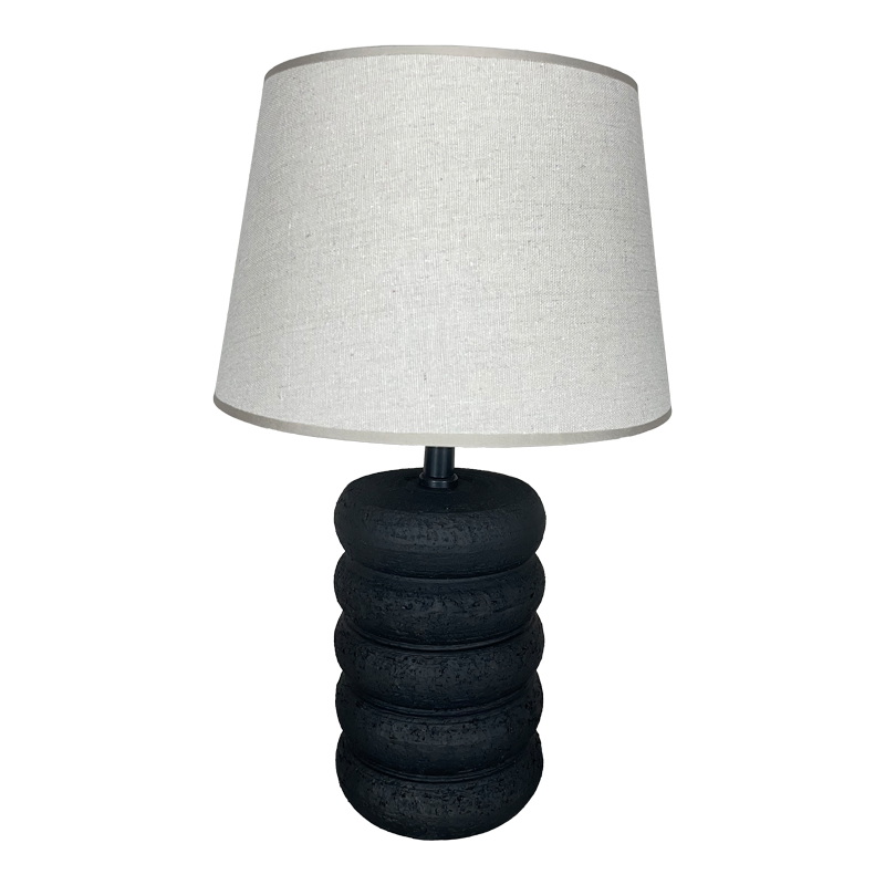 Llambë tavoline qeramike Graike Inart E27 në nuancë të zezë-bezhë D26x37cm