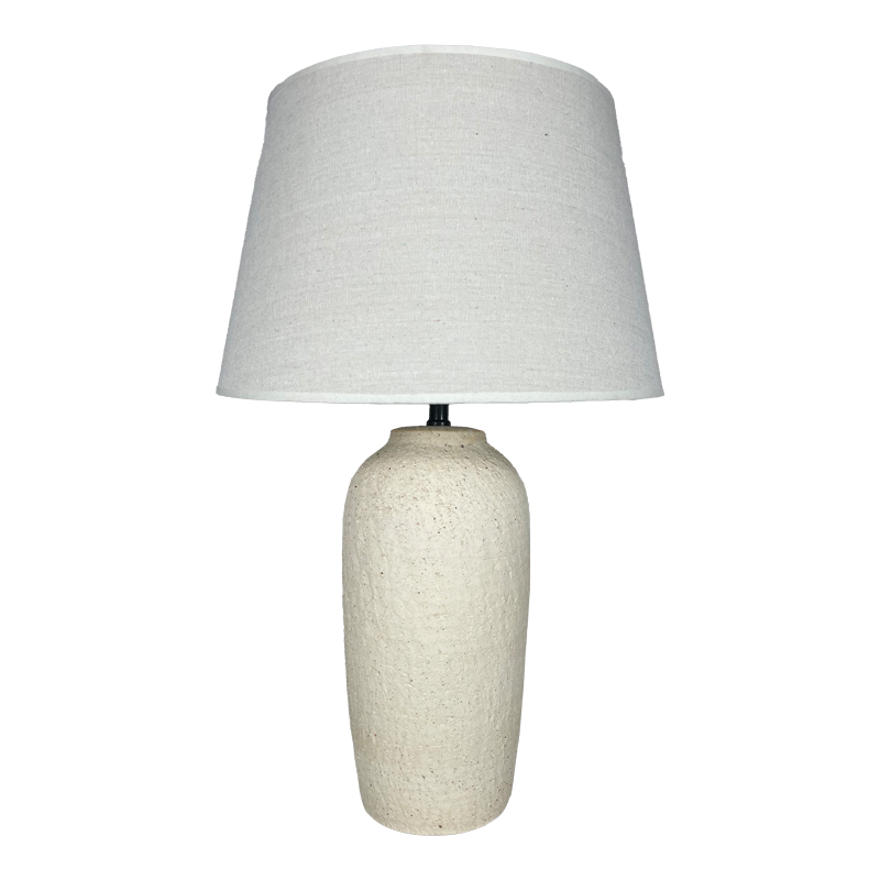 Llambë tavoline qeramike Barout Inart E27 në nuancë bezhë D40x62cm