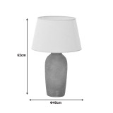 Llambë tavoline qeramike Barout Inart E27 në nuancë gri antike-bezhe D40x62cm