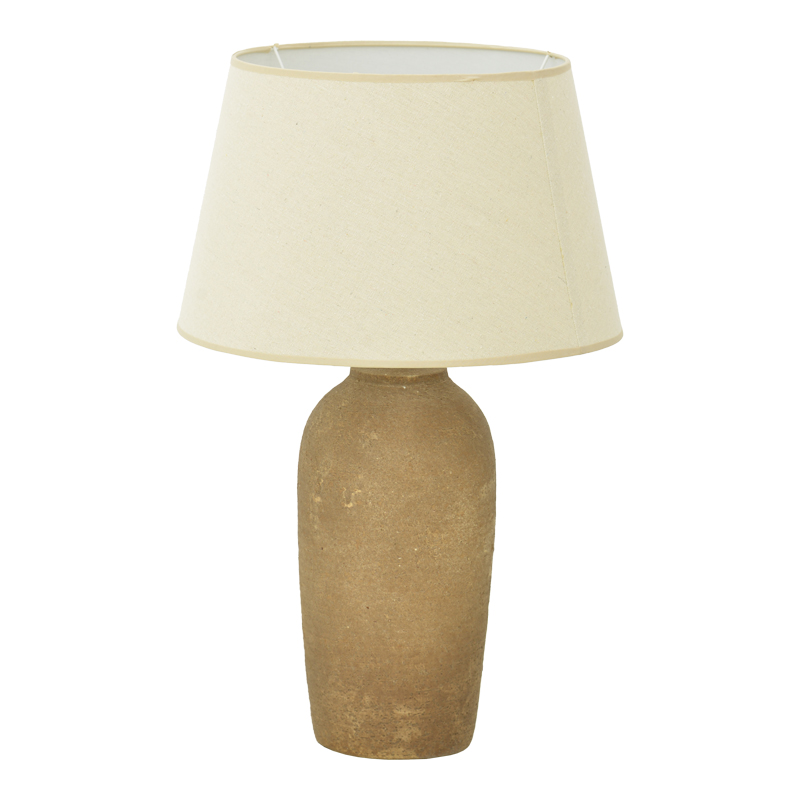 Llambë tavoline qeramike Barout Inart E27 në nuancë gri antike-bezhe D40x62cm