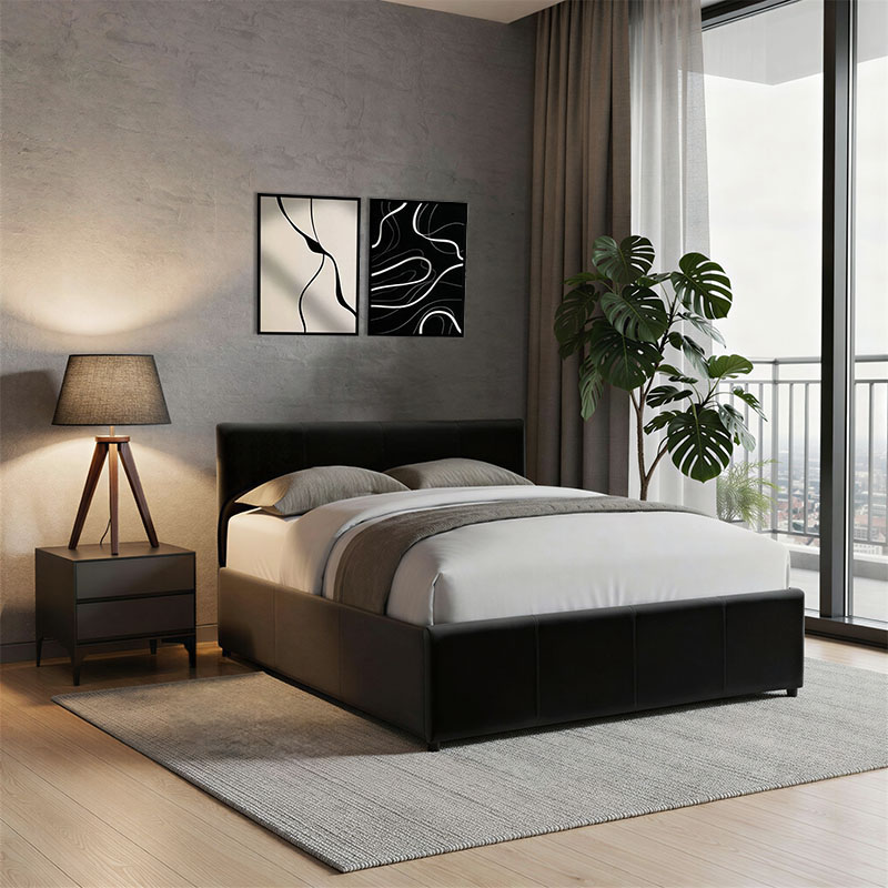 Krevat Dellia pakoworld me hapësirë magazinimi pu i zi 120x200cm