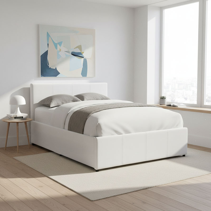 Krevat Dellia pakoworld me hapësirë magazinimi pu i bardhë 120x200cm