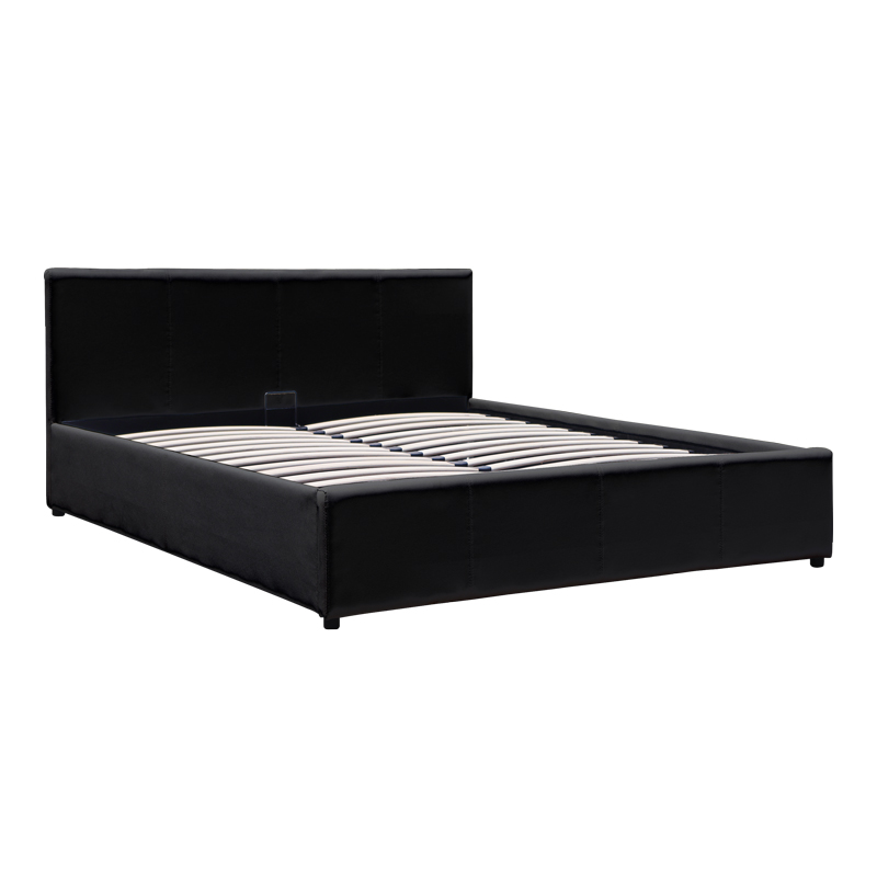 Krevat Dellia pakoworld me hapësirë magazinimi pu i zi 150x200cm