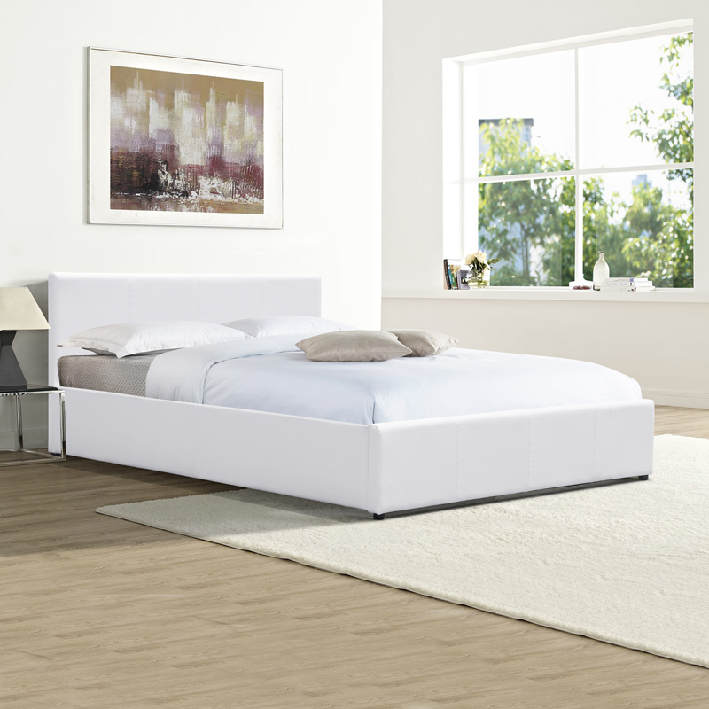 Krevat Dellia pakoworld me hapësirë magazinimi pu i bardhë 150x200cm