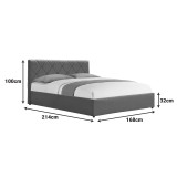 Krevat Dreamie pakoworld me hapësirë magazinimi, kadife, gri 160x200cm