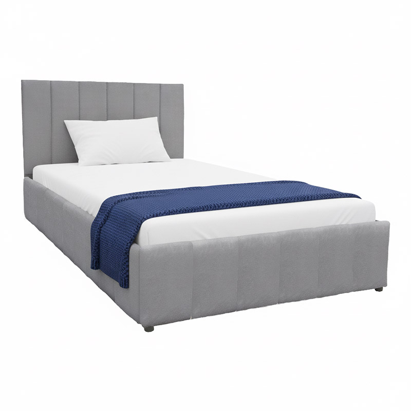 Krevat Snuggle pakoworld me hapësirë magazinimi, kadife, gri 120x200cm