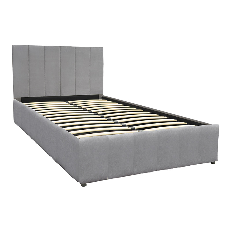 Krevat Snuggle pakoworld me hapësirë magazinimi, kadife, gri 120x200cm