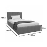 Krevat Snuggle pakoworld me hapësirë magazinimi, kadife, gri 120x200cm