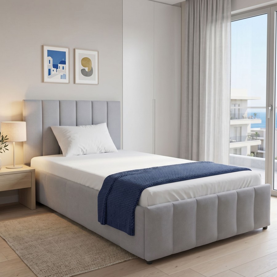 Krevat Snuggle pakoworld me hapësirë magazinimi, kadife, gri 120x200cm