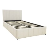 Krevat Snuggle pakoworld me hapësirë magazinimi, pëlhurë bezhë 120x200cm