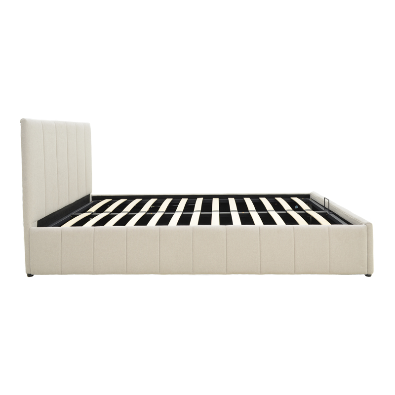 Krevat Snuggle pakoworld me hapësirë magazinimi, pëlhurë bezhë 120x200cm