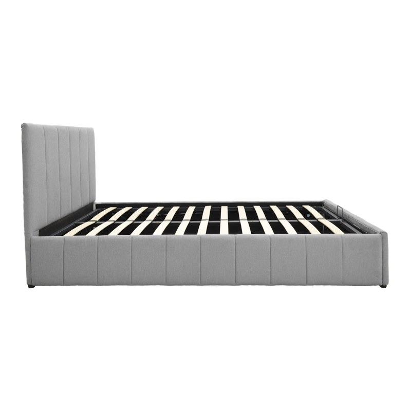 Krevat Snuggle pakoworld me hapësirë magazinimi, pëlhurë gri 120x200cm