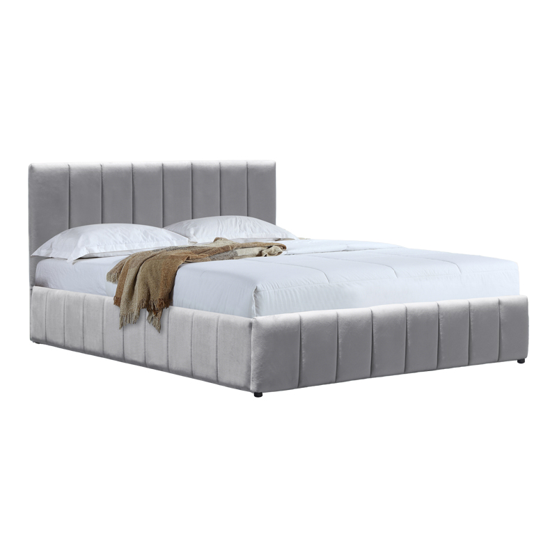 Krevat Snuggle pakoworld me hapësirë magazinimi, kadife, gri 160x200cm