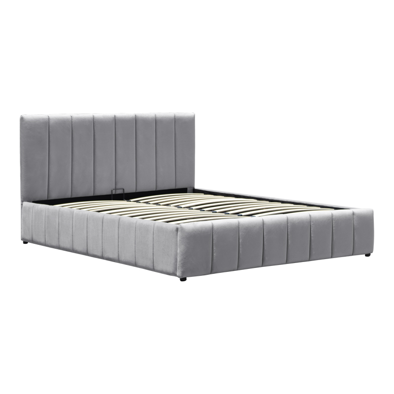 Krevat Snuggle pakoworld me hapësirë magazinimi, kadife, gri 160x200cm