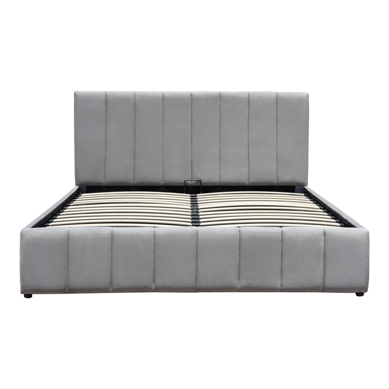 Krevat Snuggle pakoworld me hapësirë magazinimi, kadife, gri 160x200cm