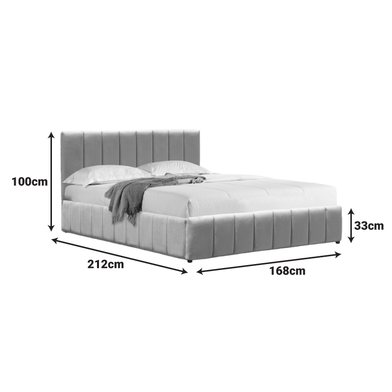 Krevat Snuggle pakoworld me hapësirë magazinimi, kadife, gri 160x200cm