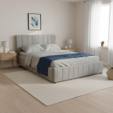 Krevat Snuggle pakoworld me hapësirë magazinimi, pëlhurë gri 160x200cm
