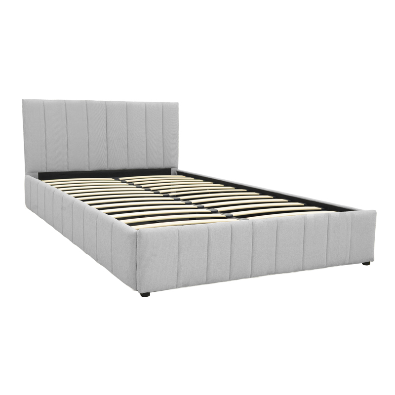 Krevat Snuggle pakoworld me hapësirë magazinimi, pëlhurë gri 160x200cm