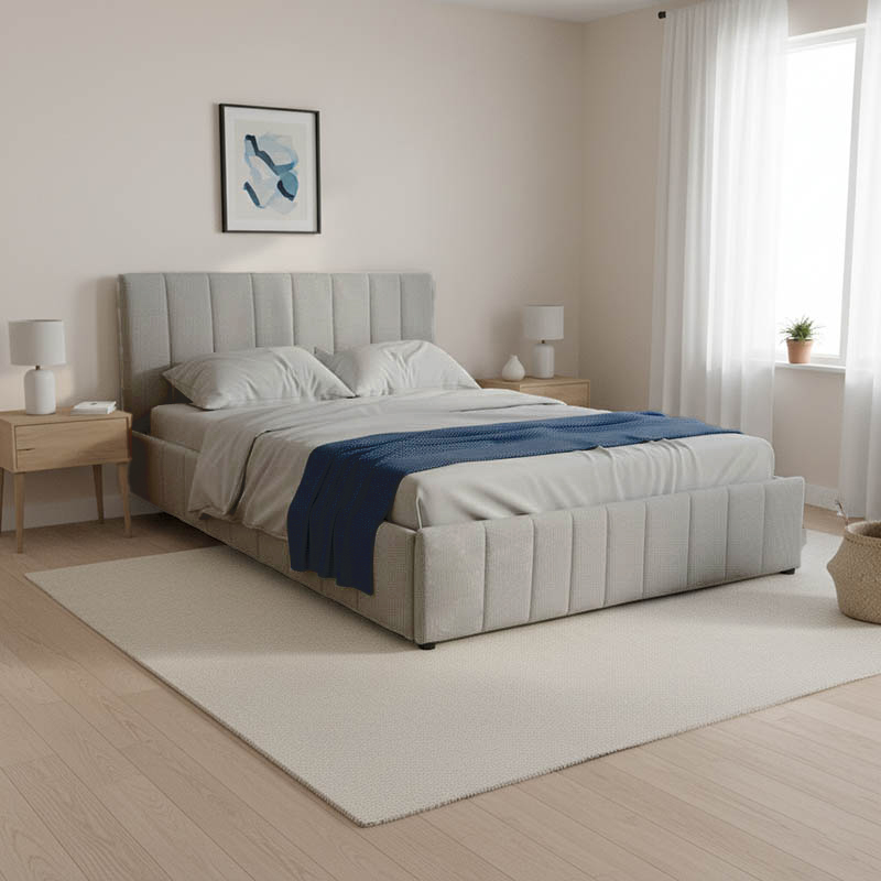Krevat Snuggle pakoworld me hapësirë magazinimi, pëlhurë gri 160x200cm