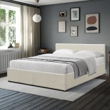 Krevat Dellia pakoworld me hapësirë ruajtjeje pëlhurë krem 150x200cm