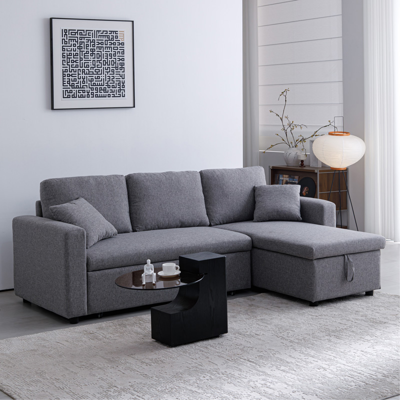 Divan qosheje i kthyeshëm Kamore pakoworld me hapësirë magazinimi, copë gri 223x146x85cm