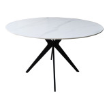 Tavolinë Orbital pakoworld mermer i bardhë gur i sinterizuar-metal i zi D120x76cm
