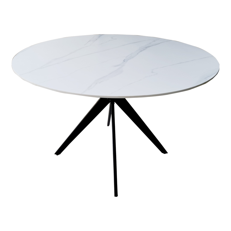 Tavolinë Orbital pakoworld mermer i bardhë gur i sinterizuar-metal i zi D120x76cm