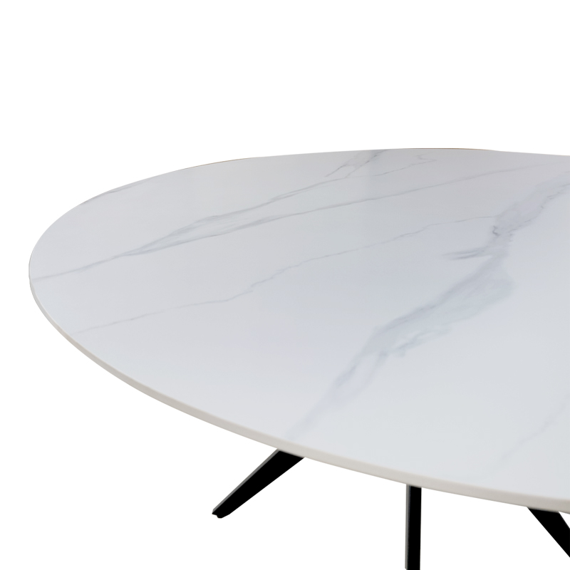 Tavolinë Orbital pakoworld mermer i bardhë gur i sinterizuar-metal i zi D120x76cm