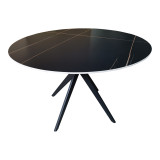 Tavolinë Orbital pakoworld mermer i zi gur i sinterizuar-metal i zi D120x76cm