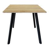 Tavolinë Squaro pakoworld mdf sonoma me këmbë metalike të zeza 80x80x75cm