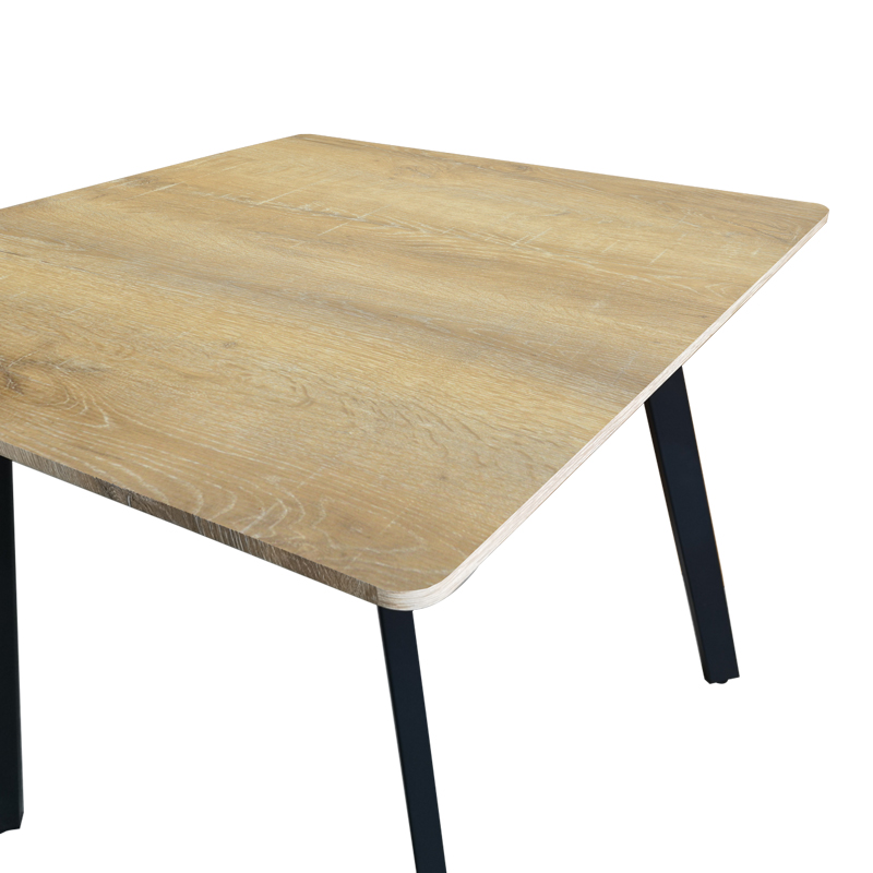 Tavolinë Squaro pakoworld mdf sonoma me këmbë metalike të zeza 80x80x75cm