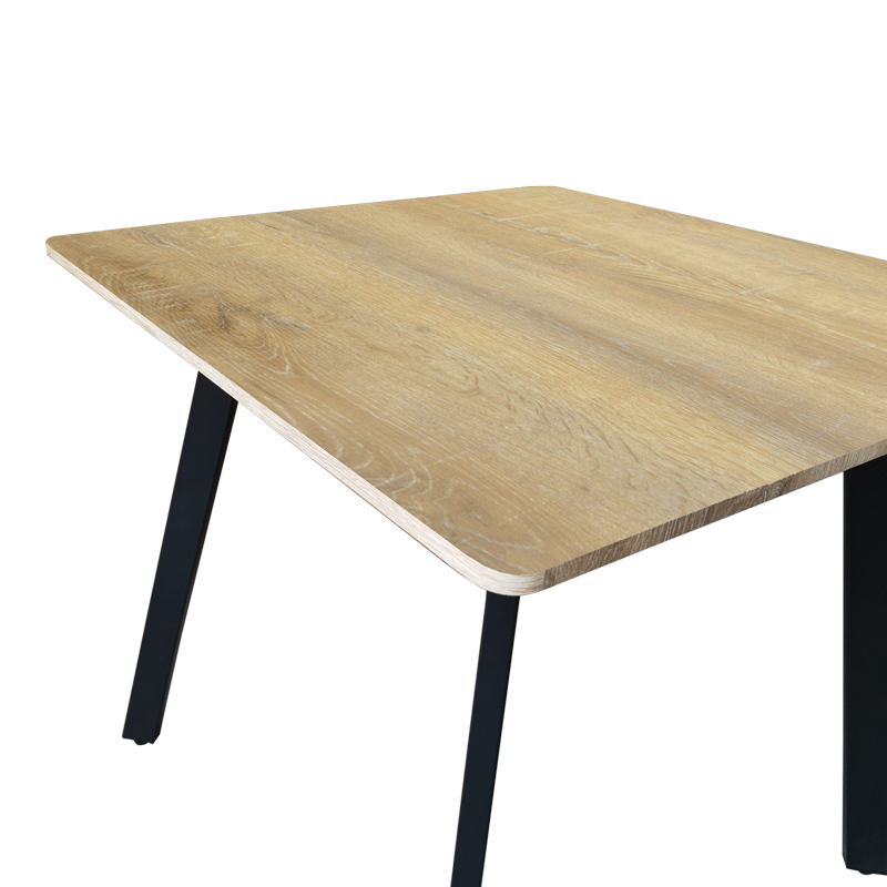 Tavolinë Squaro pakoworld mdf sonoma me këmbë metalike të zeza 80x80x75cm