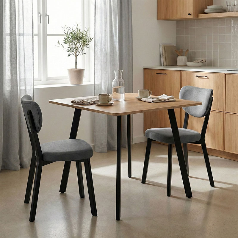 Tavolinë Squaro pakoworld mdf sonoma me këmbë metalike të zeza 80x80x75cm