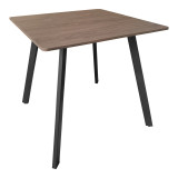 Tavolinë Squaro pakoworld mdf arrë me këmbë metalike të zeza 80x80x75cm