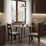 Tavolinë Squaro pakoworld mdf arrë me këmbë metalike të zeza 80x80x75cm