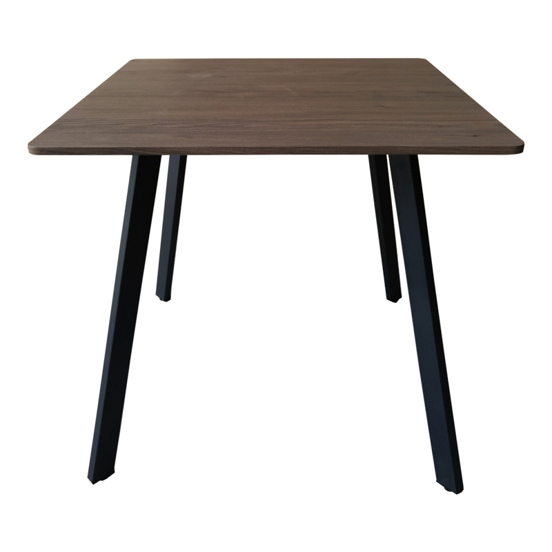 Tavolinë Squaro pakoworld mdf arrë me këmbë metalike të zeza 80x80x75cm