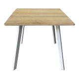 Tavolinë Squaro pakoworld MDF SONOMA me këmbë metalike të bardha 80x80x75cm