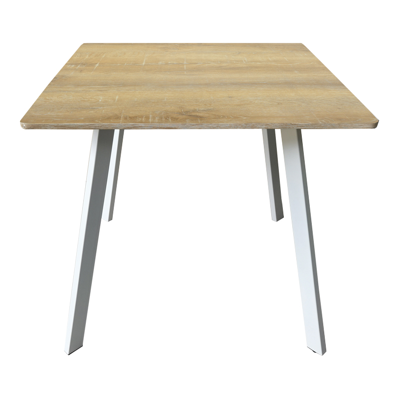 Tavolinë Squaro pakoworld MDF SONOMA me këmbë metalike të bardha 80x80x75cm