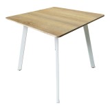 Tavolinë Squaro pakoworld MDF SONOMA me këmbë metalike të bardha 80x80x75cm