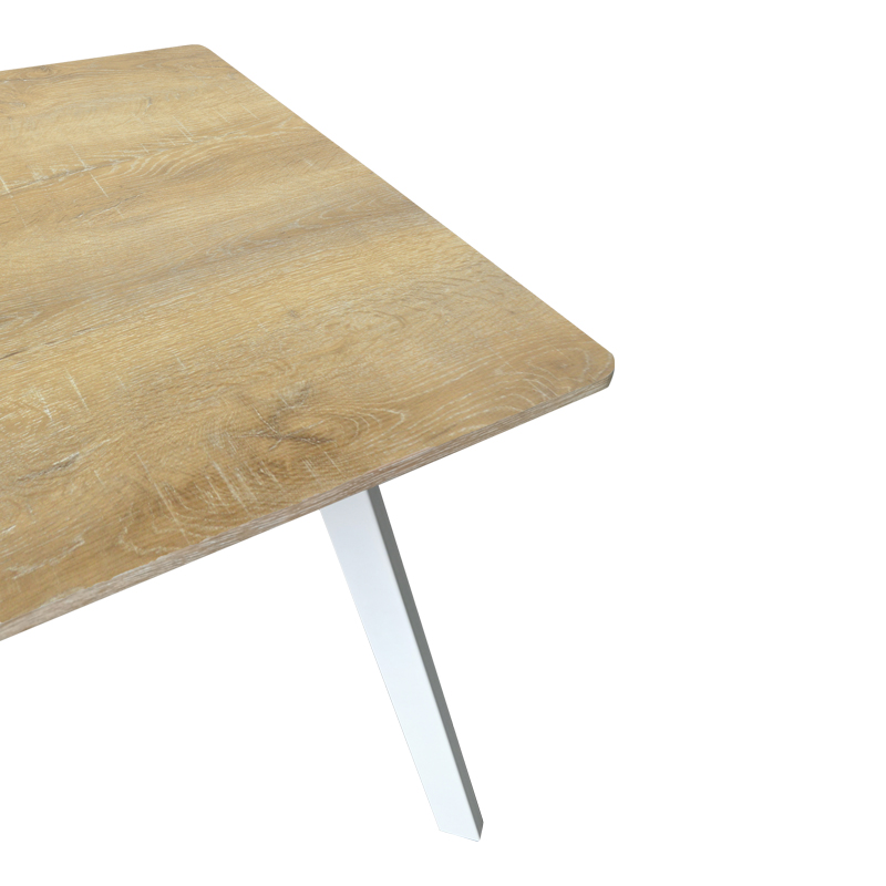 Tavolinë Squaro pakoworld MDF SONOMA me këmbë metalike të bardha 80x80x75cm
