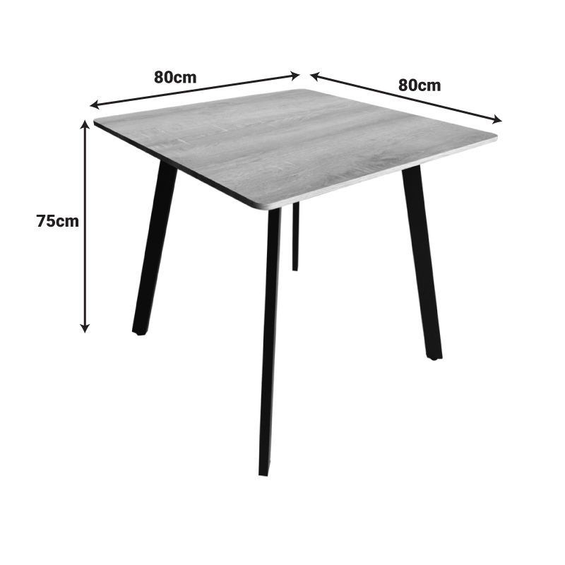 Tavolinë Squaro pakoworld MDF SONOMA me këmbë metalike të bardha 80x80x75cm
