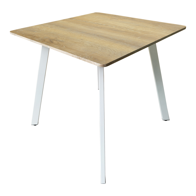 Tavolinë Squaro pakoworld MDF SONOMA me këmbë metalike të bardha 80x80x75cm