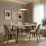 Tavolinë Squaro pakoworld SONOMA mdf me këmbë metalike të zeza 120x70x75cm