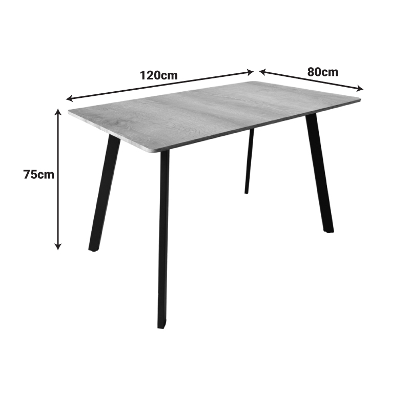 Tavolinë Squaro pakoworld SONOMA mdf me këmbë metalike të zeza 120x70x75cm