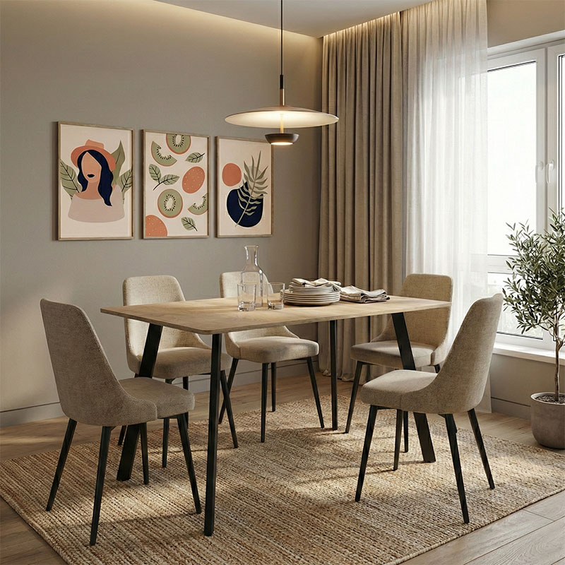Tavolinë Squaro pakoworld SONOMA mdf me këmbë metalike të zeza 120x70x75cm