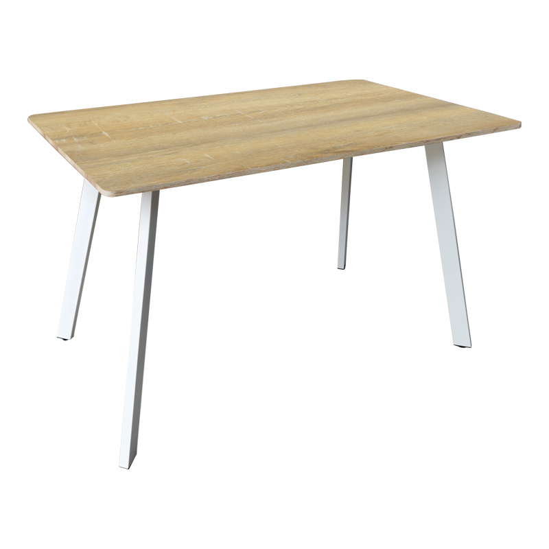 Tavolinë Squaro pakoworld sonoma mdf me këmbë metalike të bardha 120x70x75cm