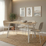 Tavolinë Squaro pakoworld sonoma mdf me këmbë metalike të bardha 120x70x75cm