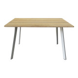 Tavolinë Squaro pakoworld sonoma mdf me këmbë metalike të bardha 120x70x75cm